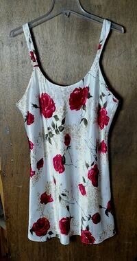 Inner Most Ivory Red Rose Floral Satin Chemise Nightie Slip Dress Women XL